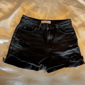 KanCan Black Ripped Jean Shorts
